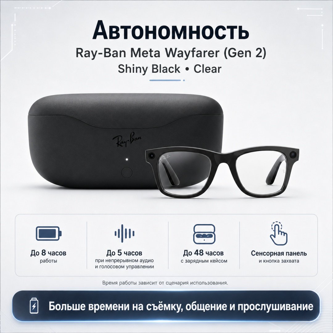 Смарт-очки Ray-Ban Wayfarer (Gen 2) черный купить,NaN