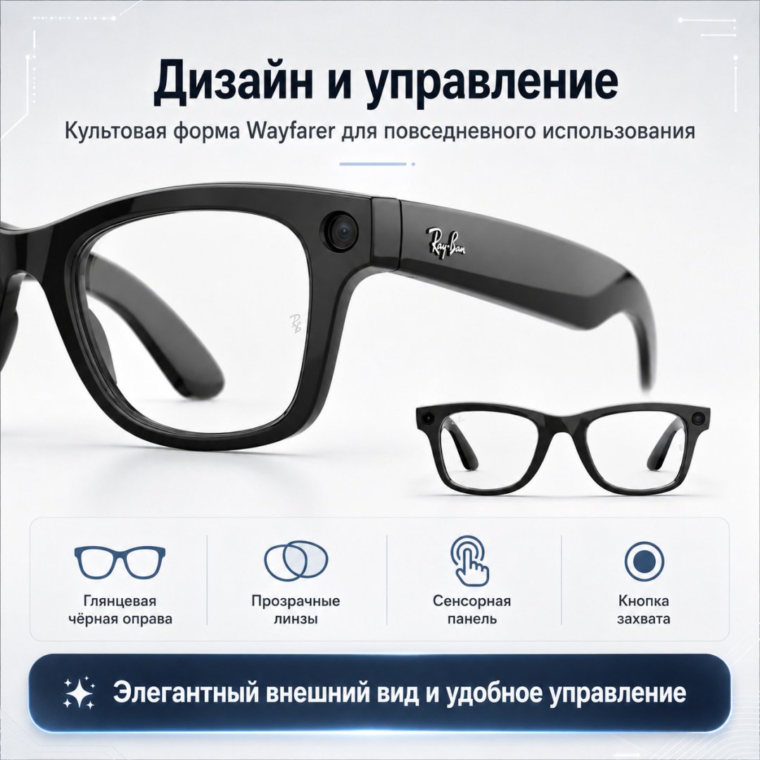 Смарт-очки Ray-Ban Wayfarer (Gen 2) черный купить,NaN