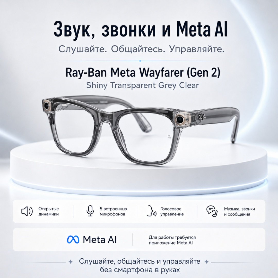 Смарт-очки Meta Wayfarer (Gen 2) прозрачный купить,NaN