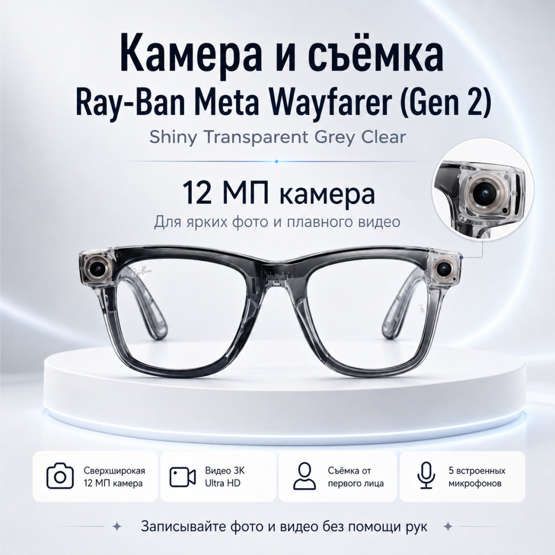 Смарт-очки Meta Wayfarer (Gen 2) прозрачный купить,NaN