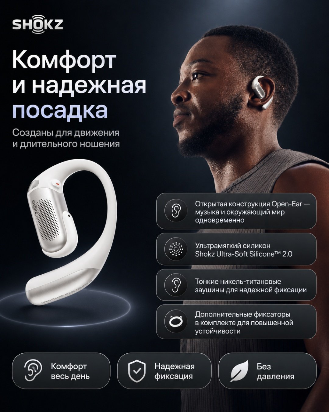 Наушники Shokz OPENFIT PRO белый купить,NaN