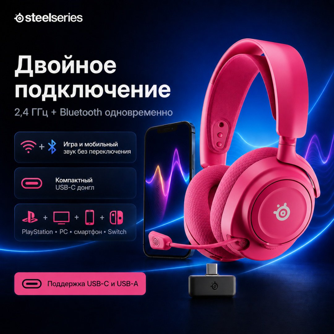 Наушники SteelSeries Arctis Nova 7P Wireless Gen 2 розовый
