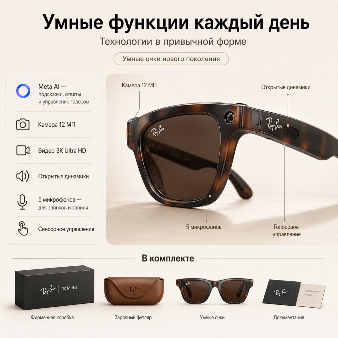 Смарт-очки Meta Blayzer Optics GEN2 коричневый купить,NaN