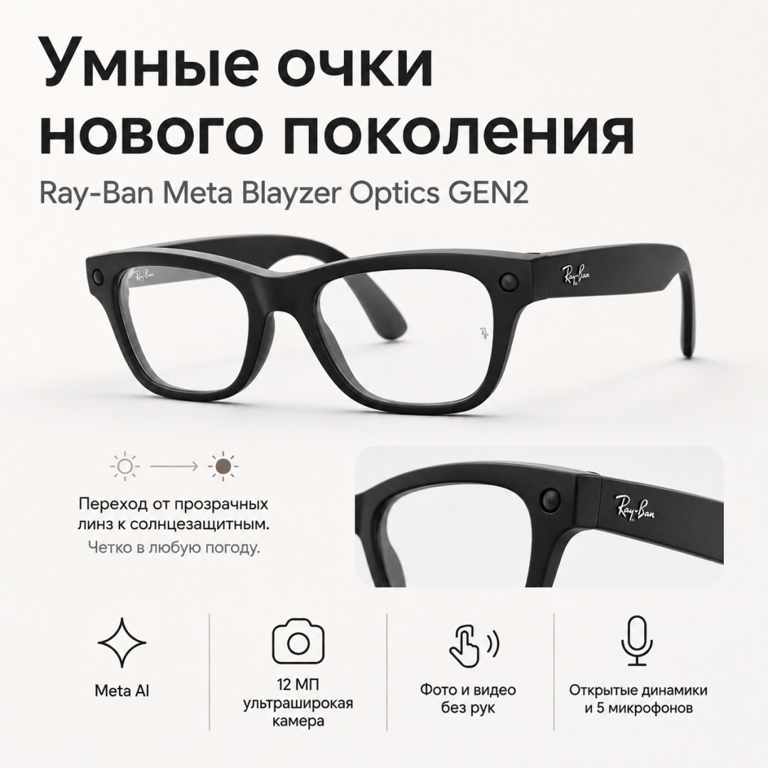 Смарт-очки Meta Blayzer Optics GEN2 черный купить,NaN