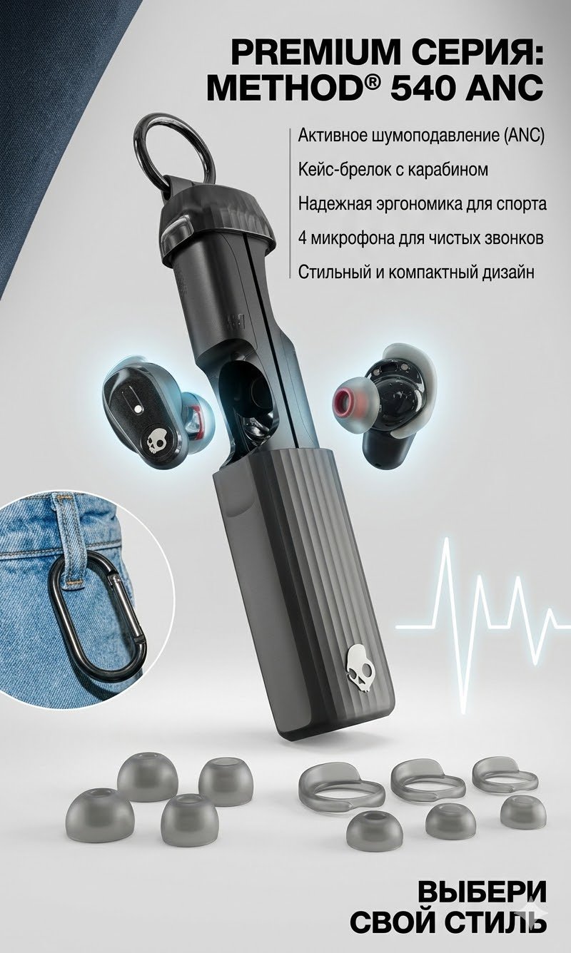 Наушники Skullcandy Method 540 ANC черный
