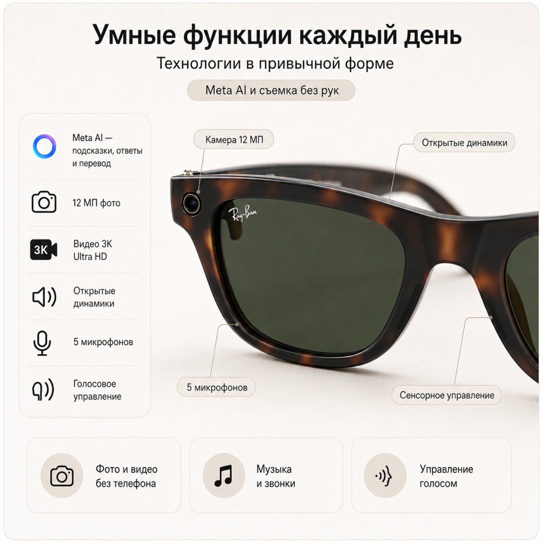 Смарт-очки Meta Blayzer Optics GEN2 коричневый купить,NaN