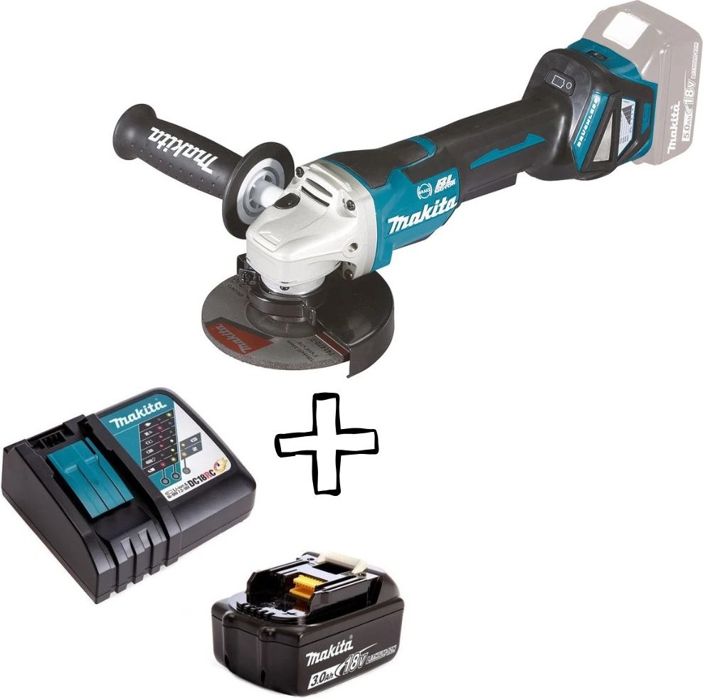 Шлифмашина угловая Makita DGA517Z+191A25-2 (BL1830B+DC18RC) купить,NaN