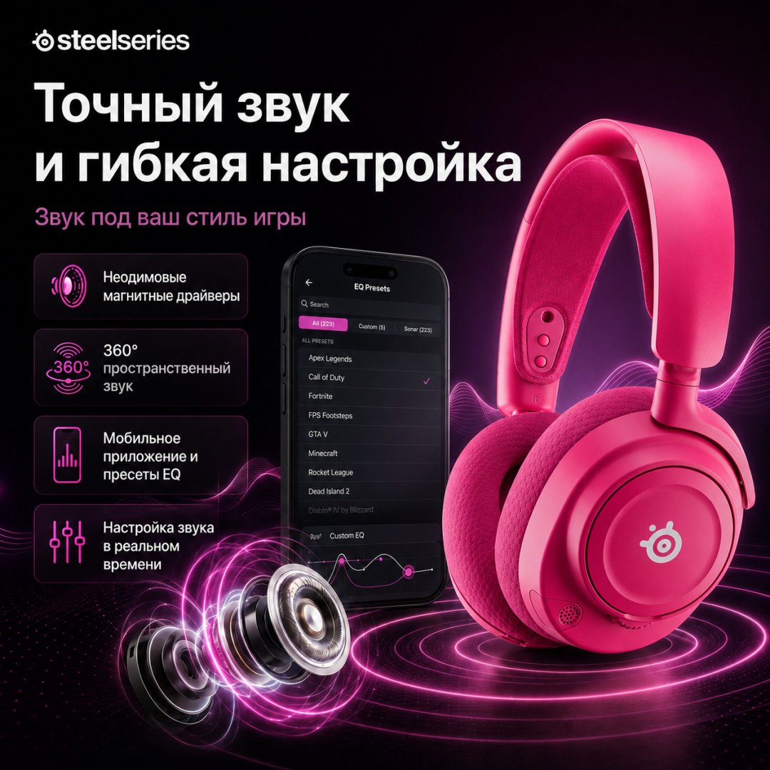 Наушники SteelSeries Arctis Nova 7P Wireless Gen 2 розовый