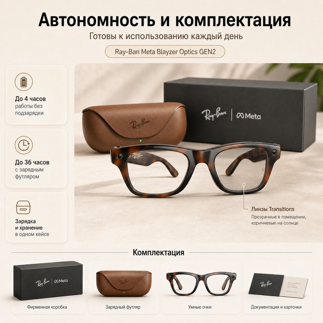 Смарт-очки Meta Blayzer Optics GEN2 коричневый купить,NaN
