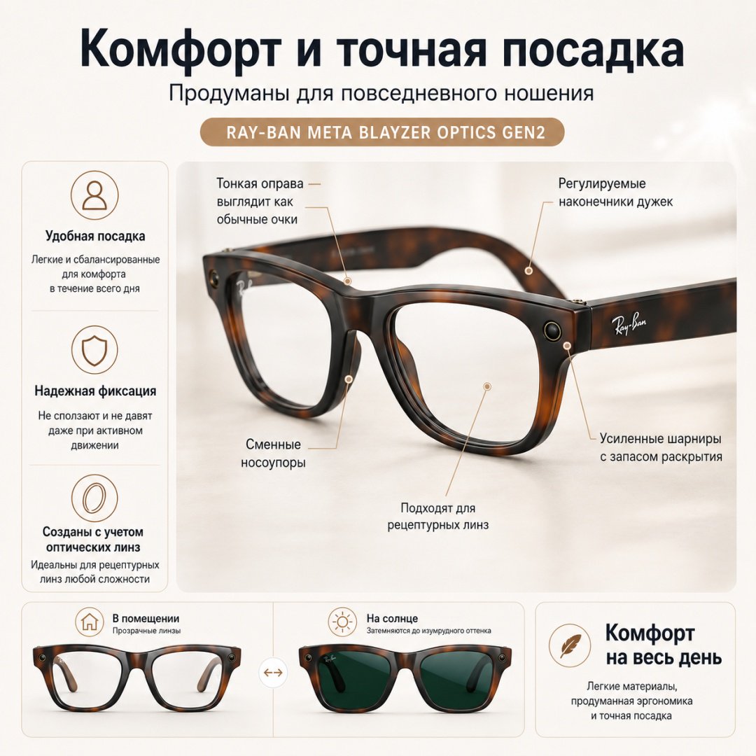 Смарт-очки Meta Blayzer Optics GEN2 коричневый купить,NaN