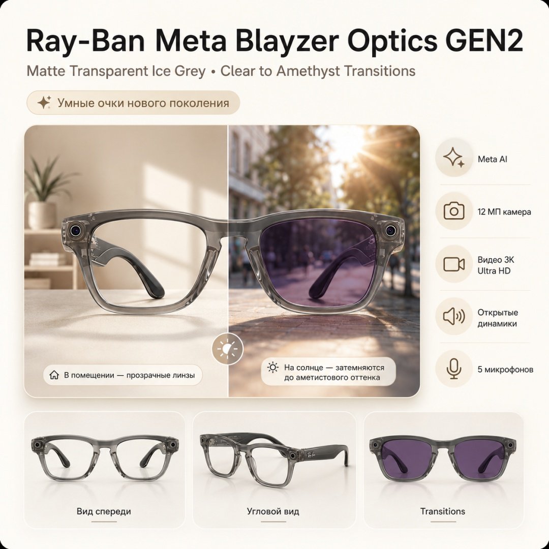 Смарт-очки Meta Blayzer Optics GEN2 Transparent прозрачный купить,NaN