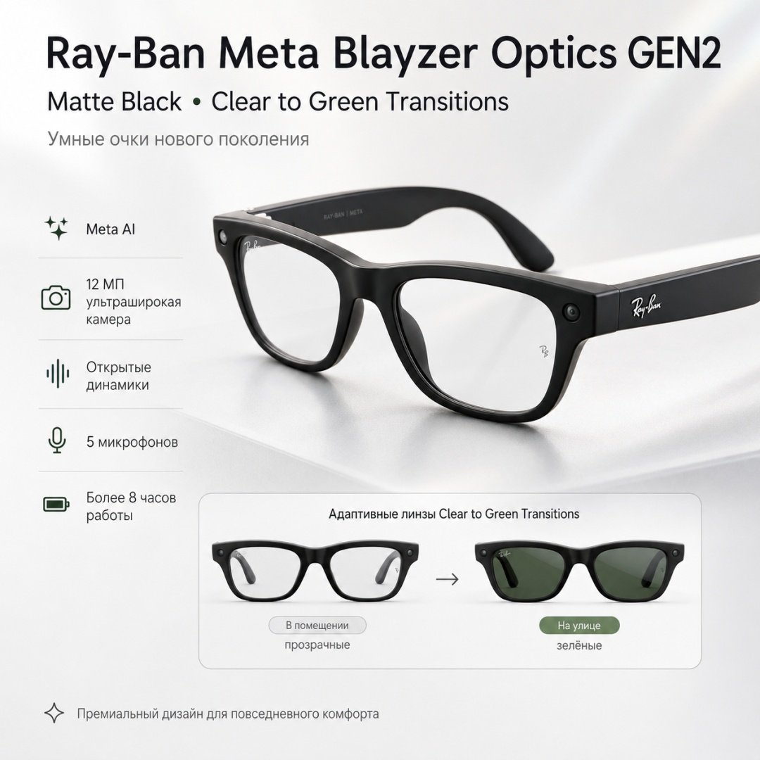 Смарт-очки Meta Blayzer Optics GEN2 черный купить,NaN