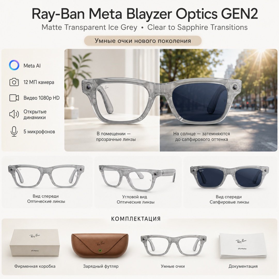 Смарт-очки Meta Blayzer Optics GEN2 прозрачный купить,NaN
