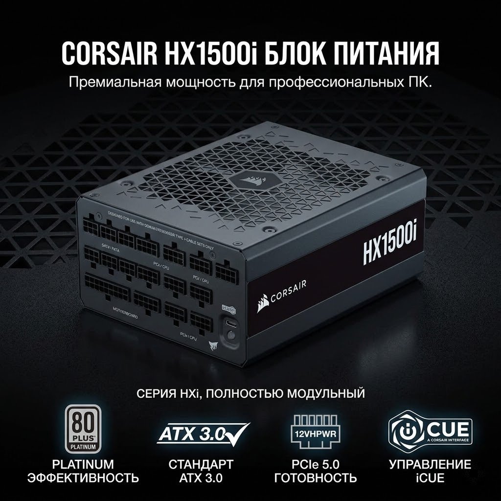 Блок питания CORSAIR HX1500i 1500 Вт купить,NaN
