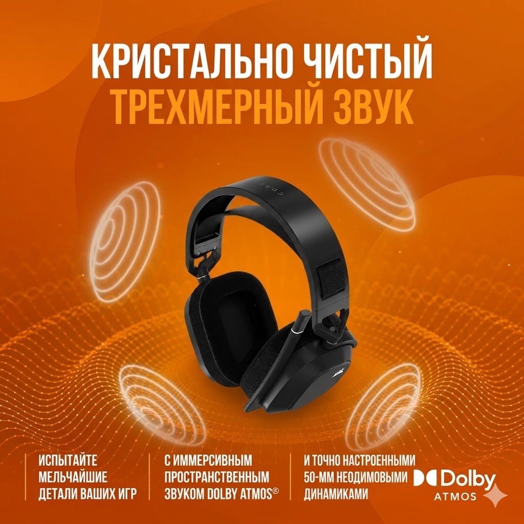 Наушники Corsair HS80 MAX темно-серый купить,105643