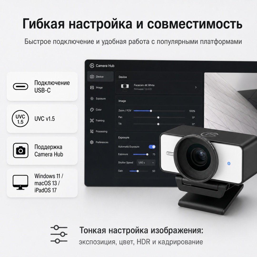 Веб-камера Elgato Facecam 4K White купить,154922