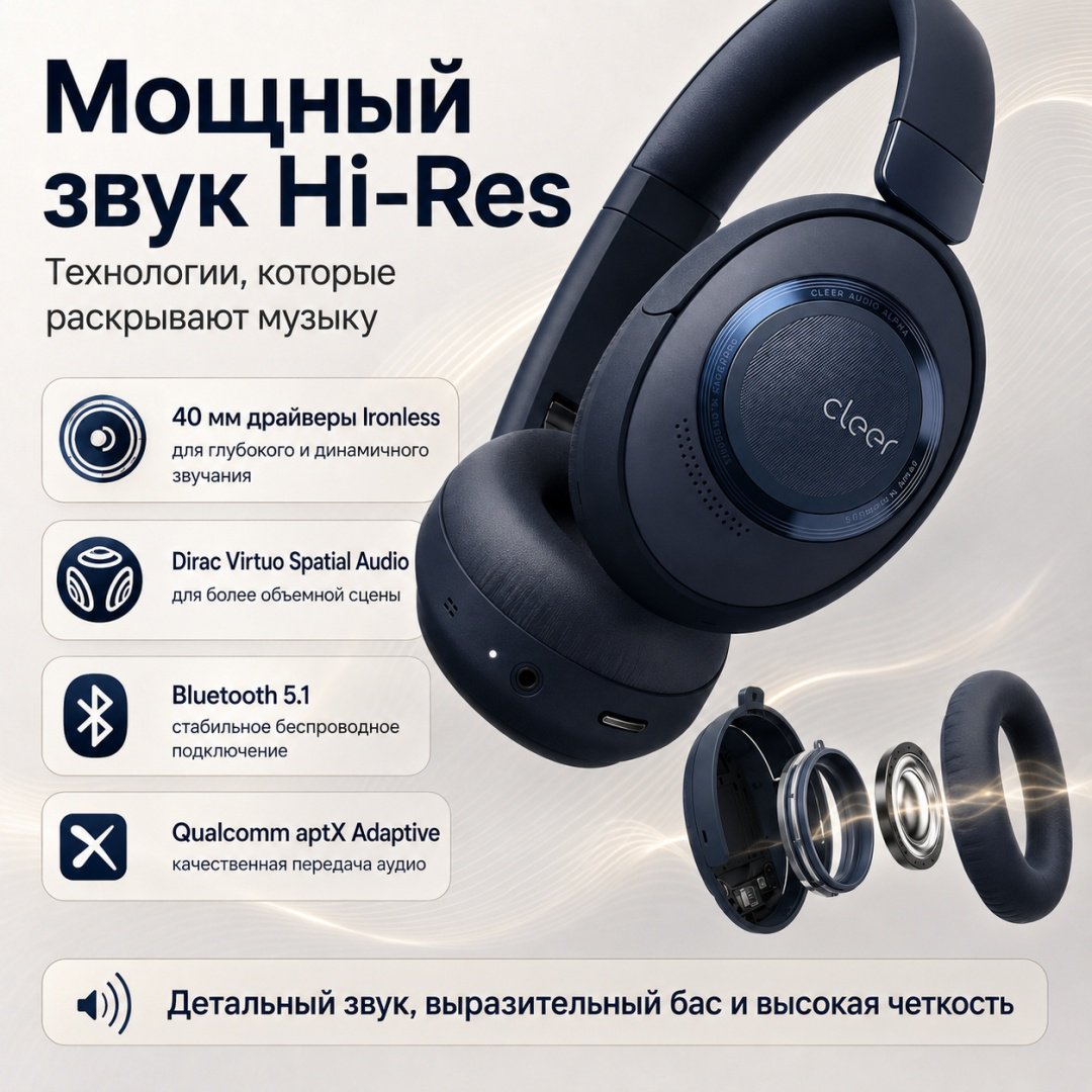 Наушники Cleer Alpha темно-синий купить,145523