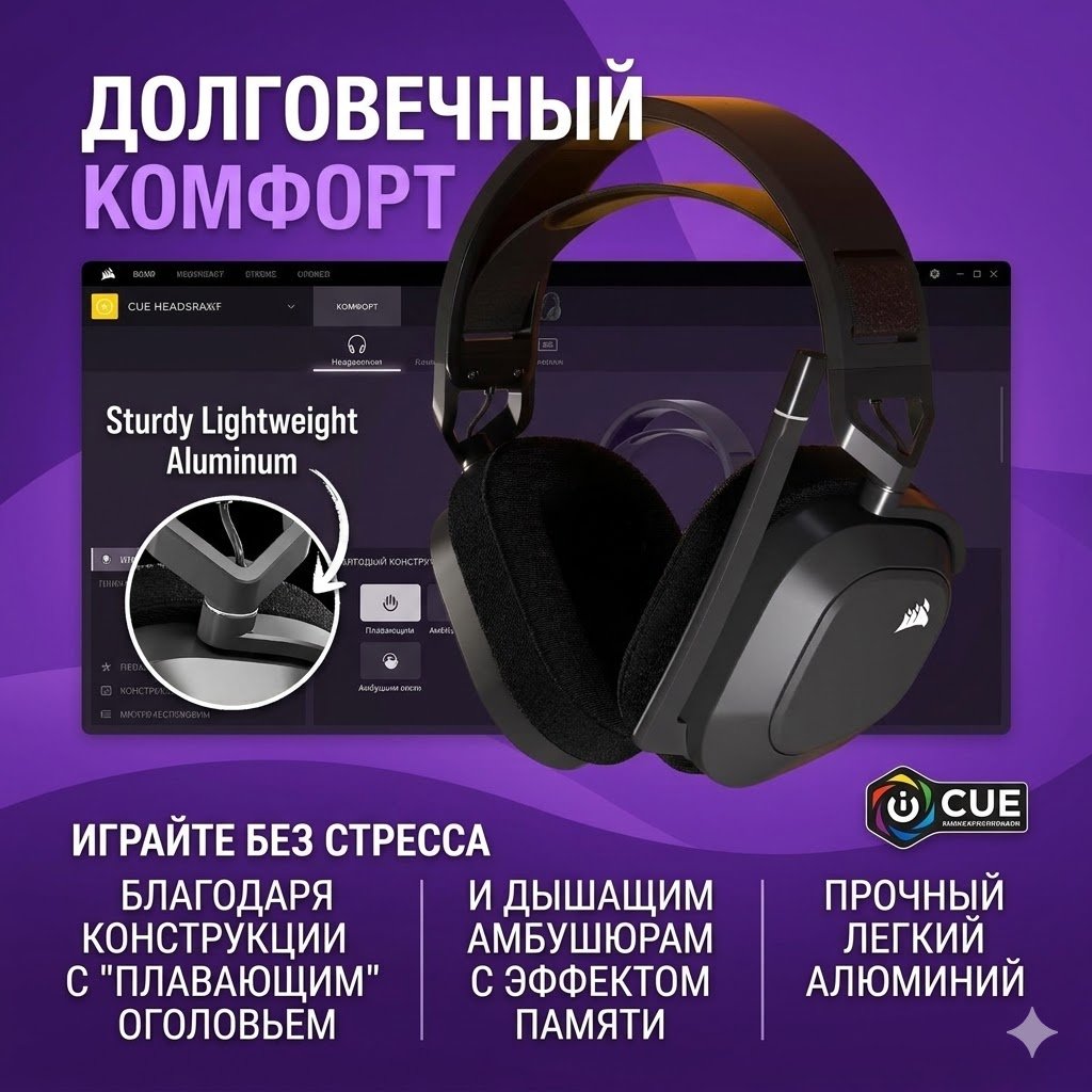 Наушники Corsair HS80 MAX темно-серый купить,105643
