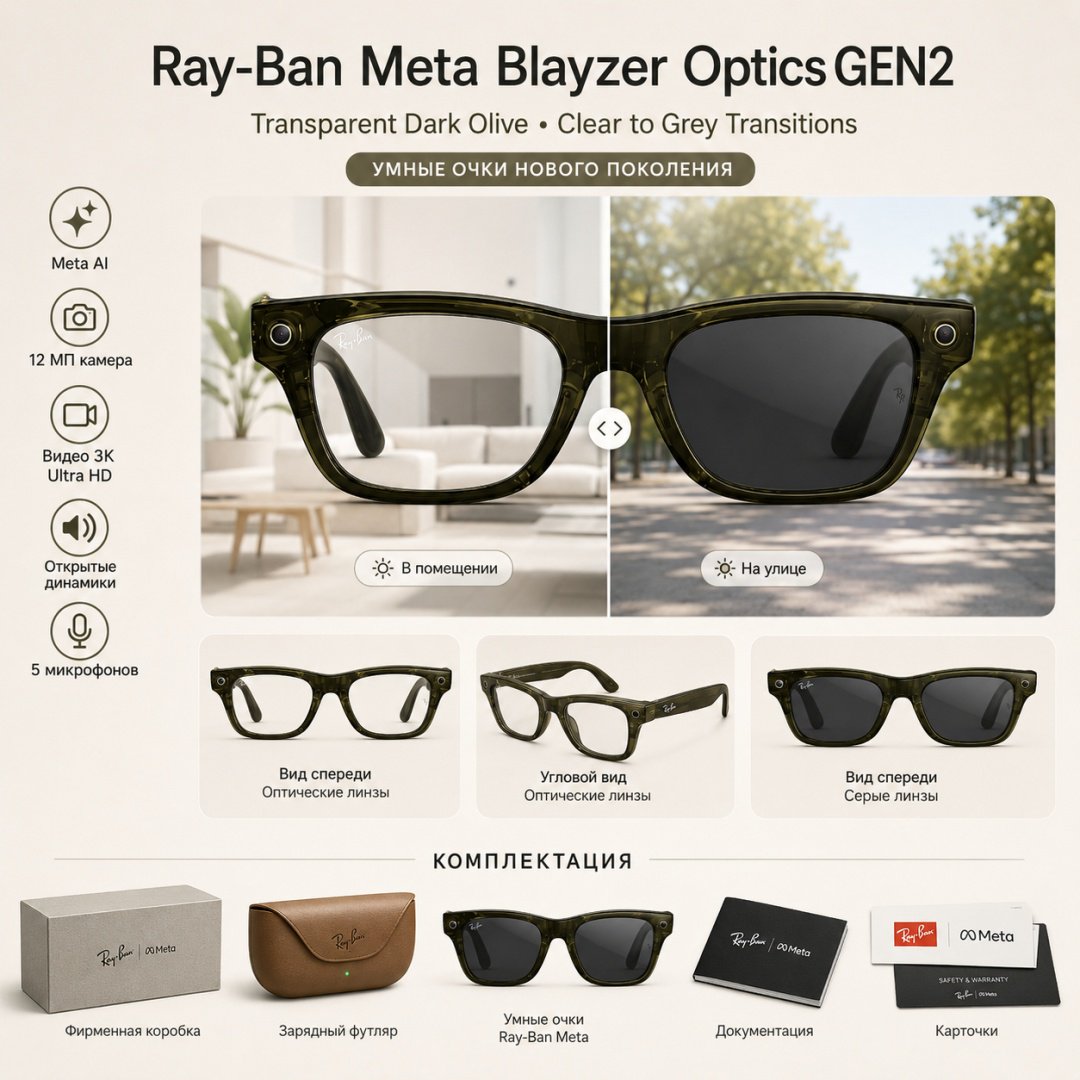 Смарт-очки Meta Blayzer Optics GEN2 зеленый купить,NaN