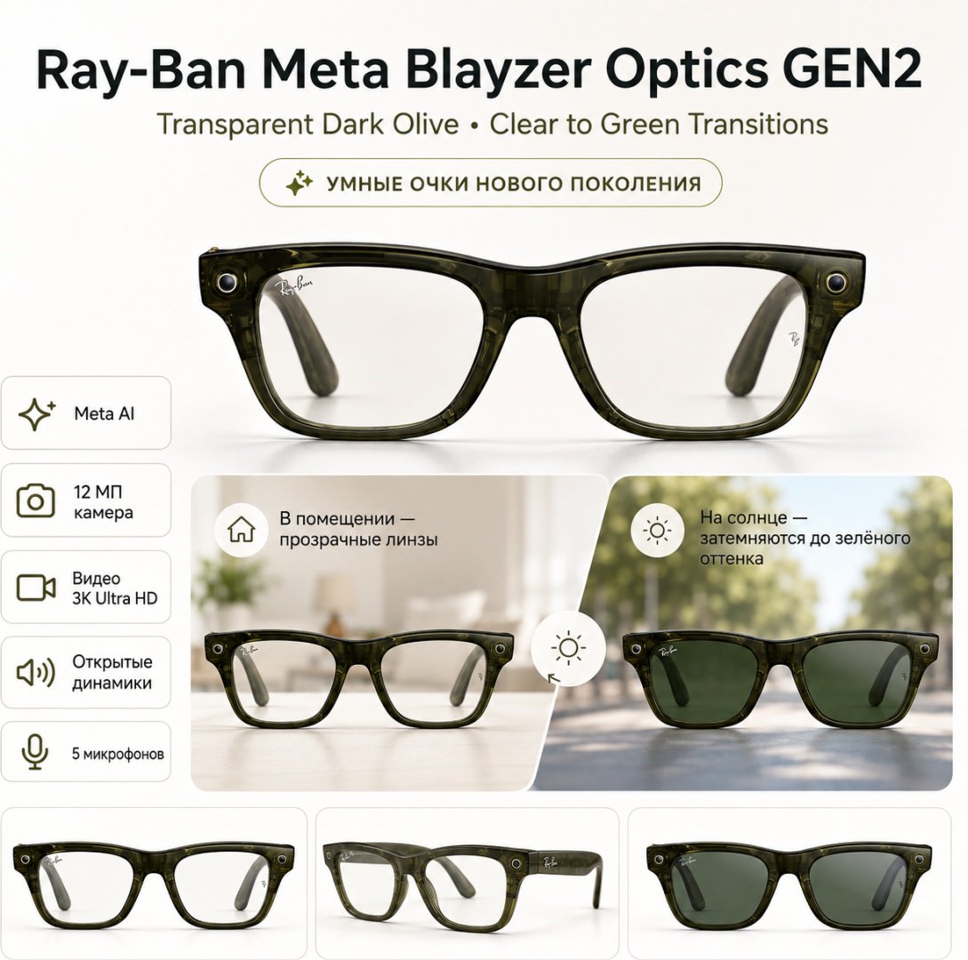Смарт-очки Meta Blayzer Optics GEN2 зеленый купить,NaN