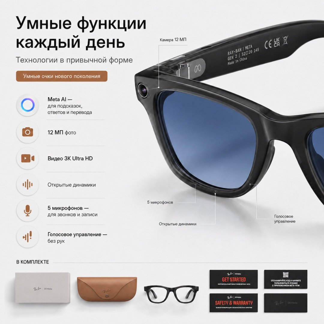 Смарт-очки Meta Blayzer Optics GEN2 Transparent черный купить,NaN