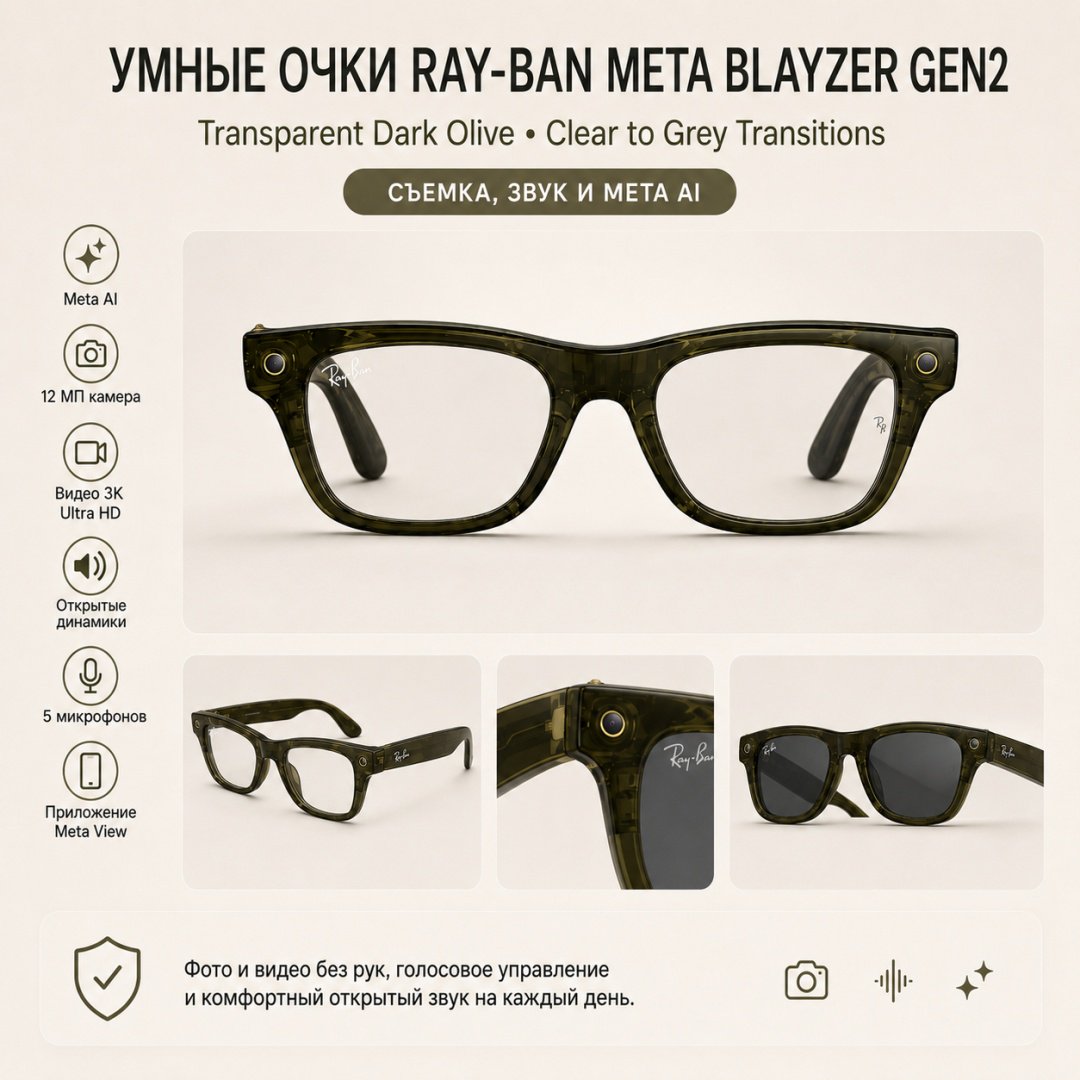 Смарт-очки Meta Blayzer Optics GEN2 зеленый купить,NaN