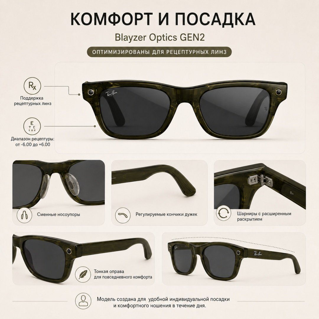 Смарт-очки Meta Blayzer Optics GEN2 зеленый купить,NaN