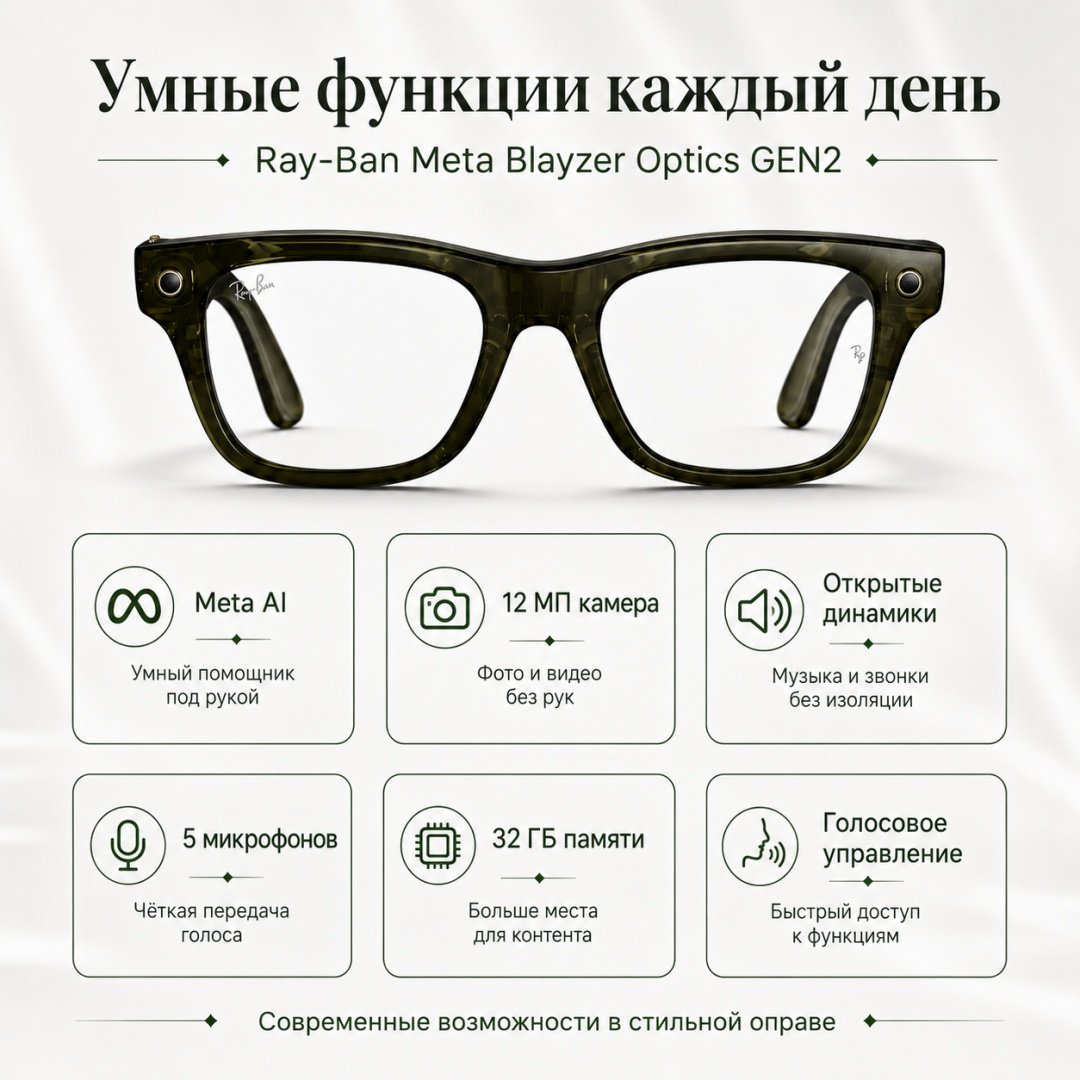 Смарт-очки Meta Blayzer Optics GEN2 зеленый купить,NaN