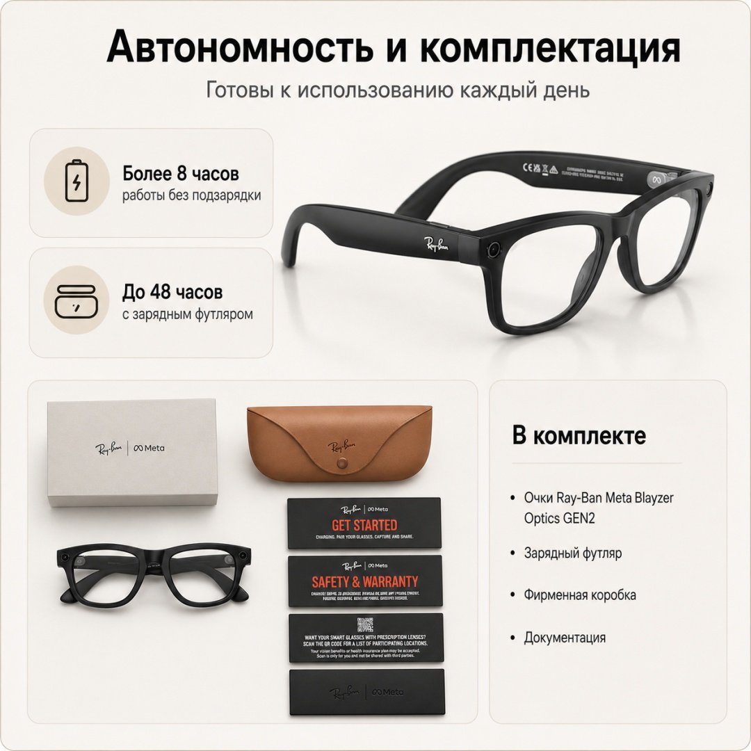 Смарт-очки Meta Blayzer Optics GEN2 Transparent черный купить,NaN