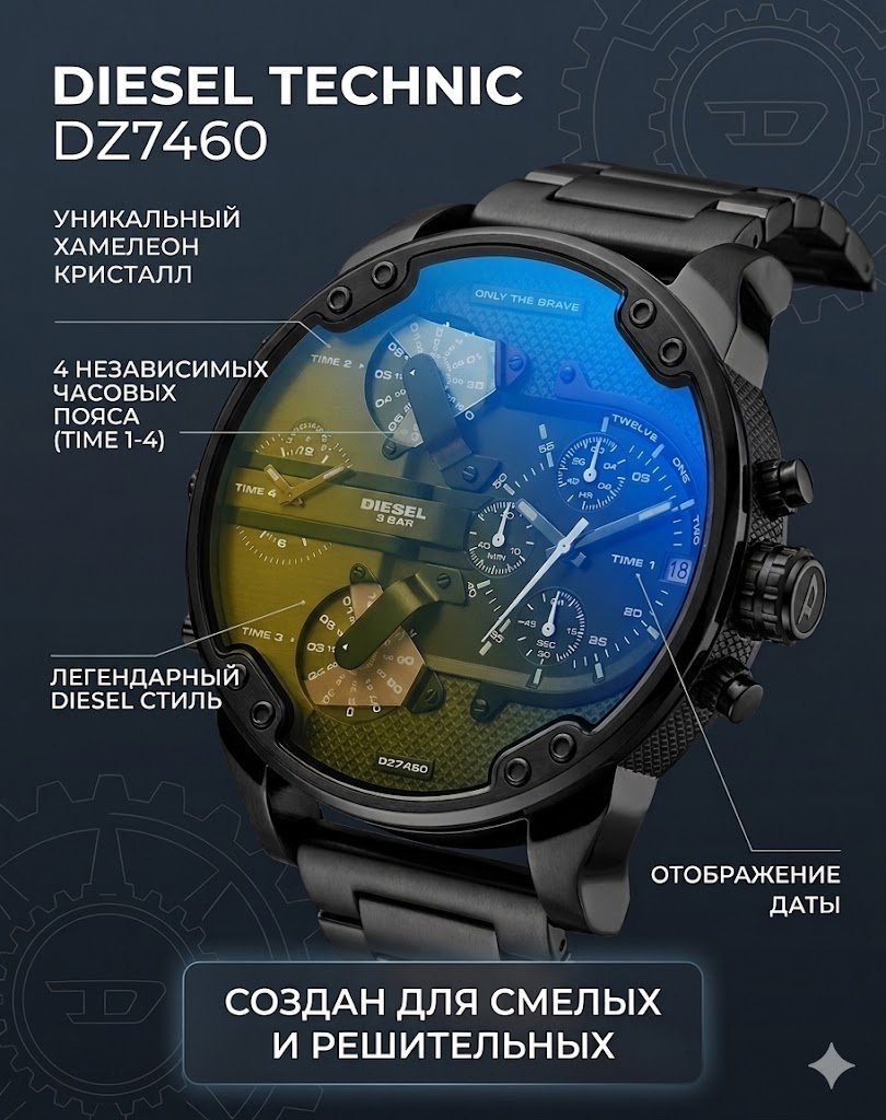 Кварцевые DIESEL TECHNIC DZ7460 сталь купить,NaN