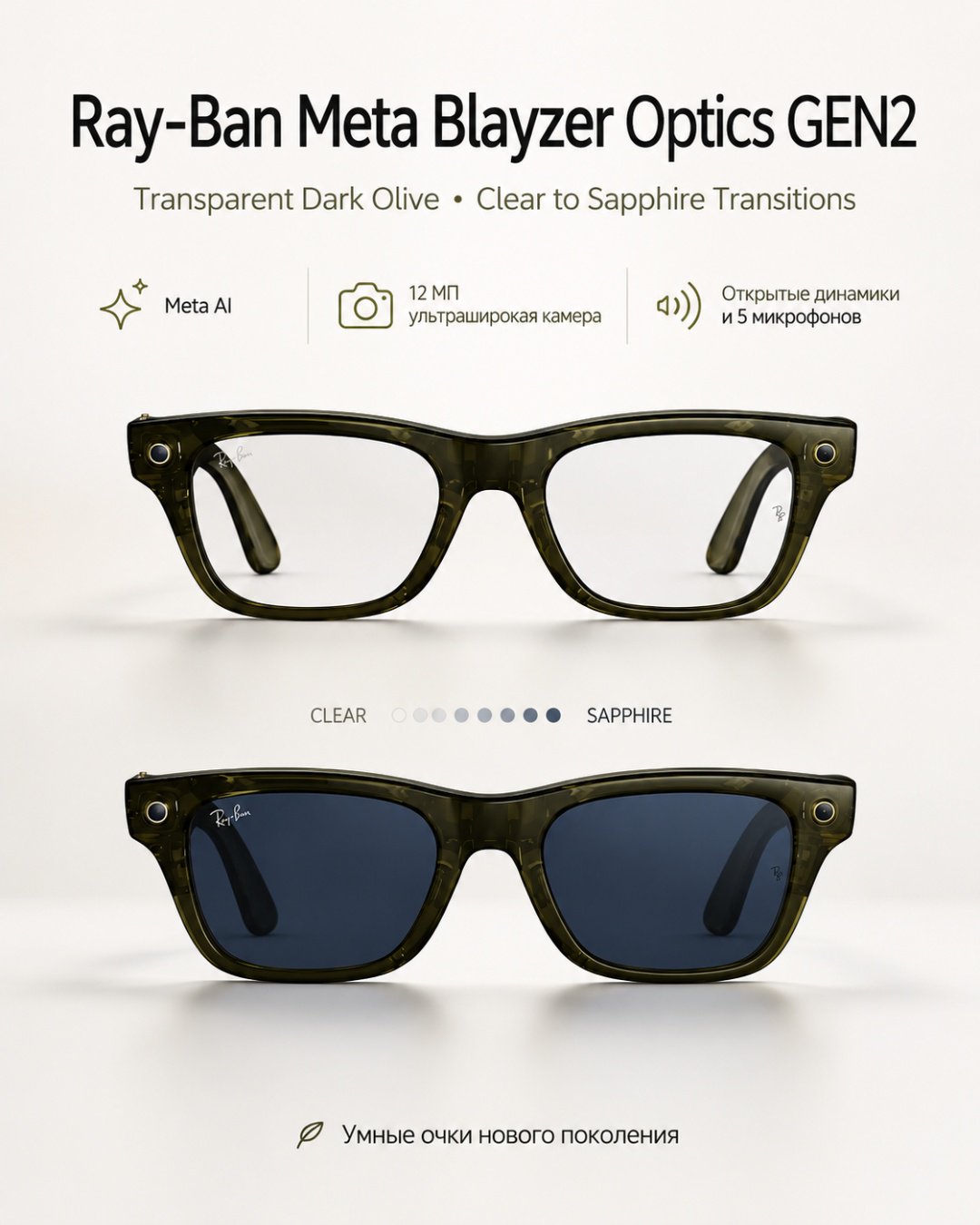 Смарт-очки Meta Blayzer Optics GEN2 зеленый купить,NaN