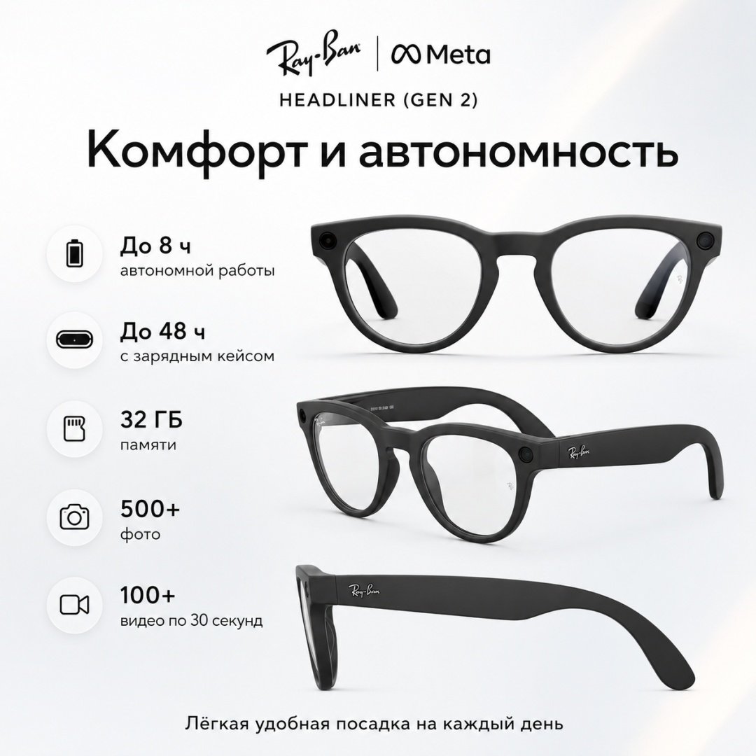 Смарт-очки Meta Headliner (Gen 2) черный купить,NaN