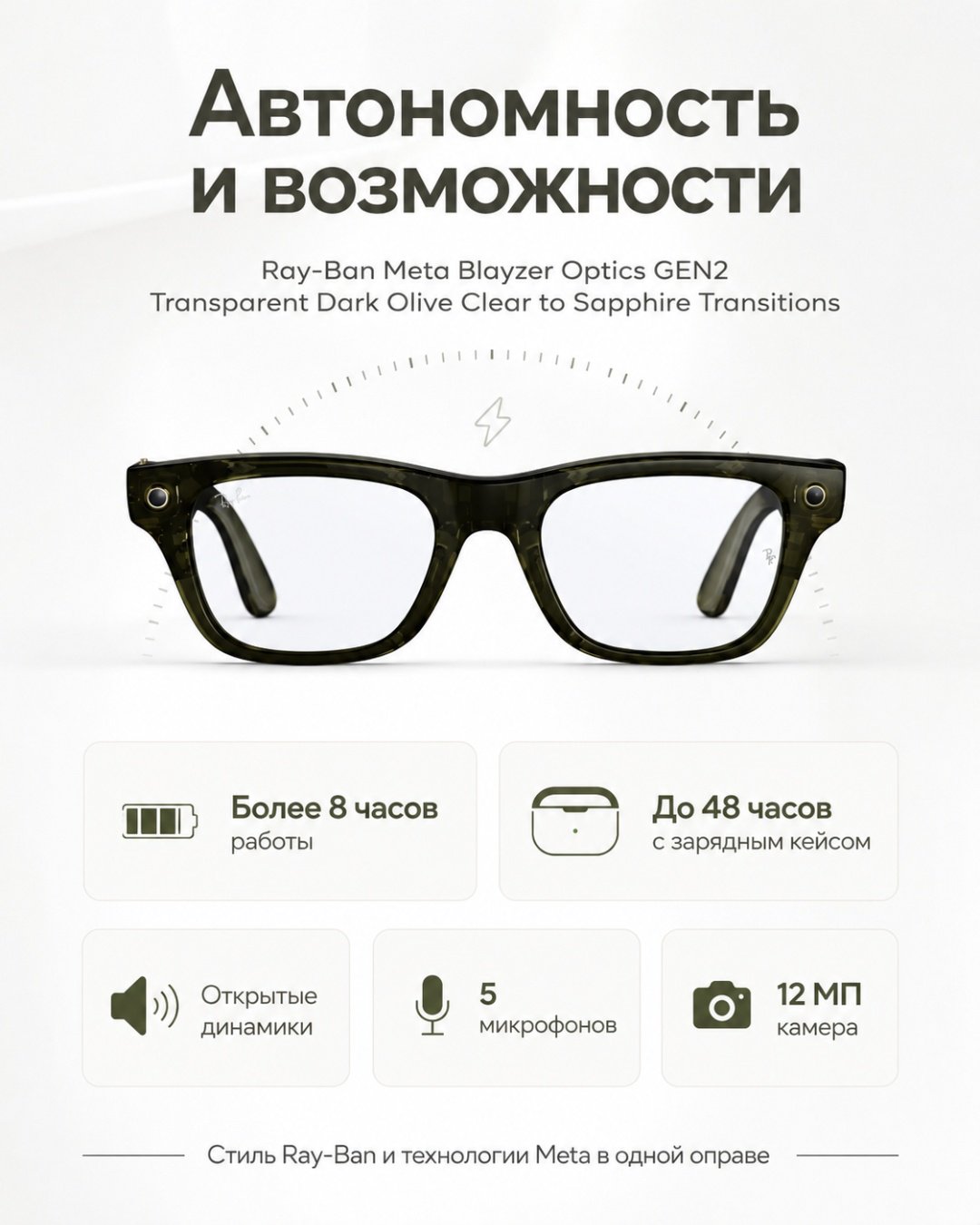 Смарт-очки Meta Blayzer Optics GEN2 зеленый купить,NaN