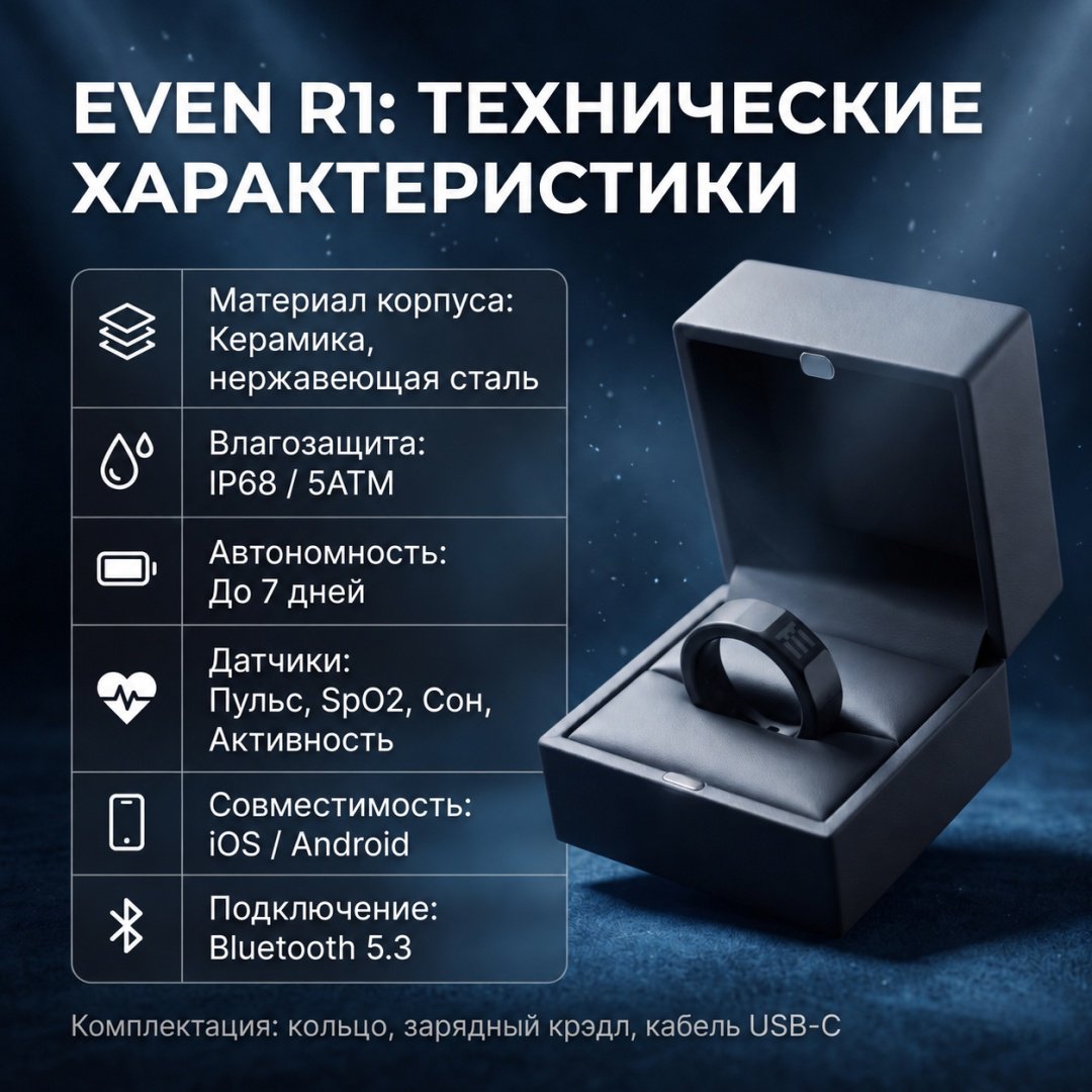 Смарт-кольцо Even Realities R1 размер 6 темно-серый купить,NaN