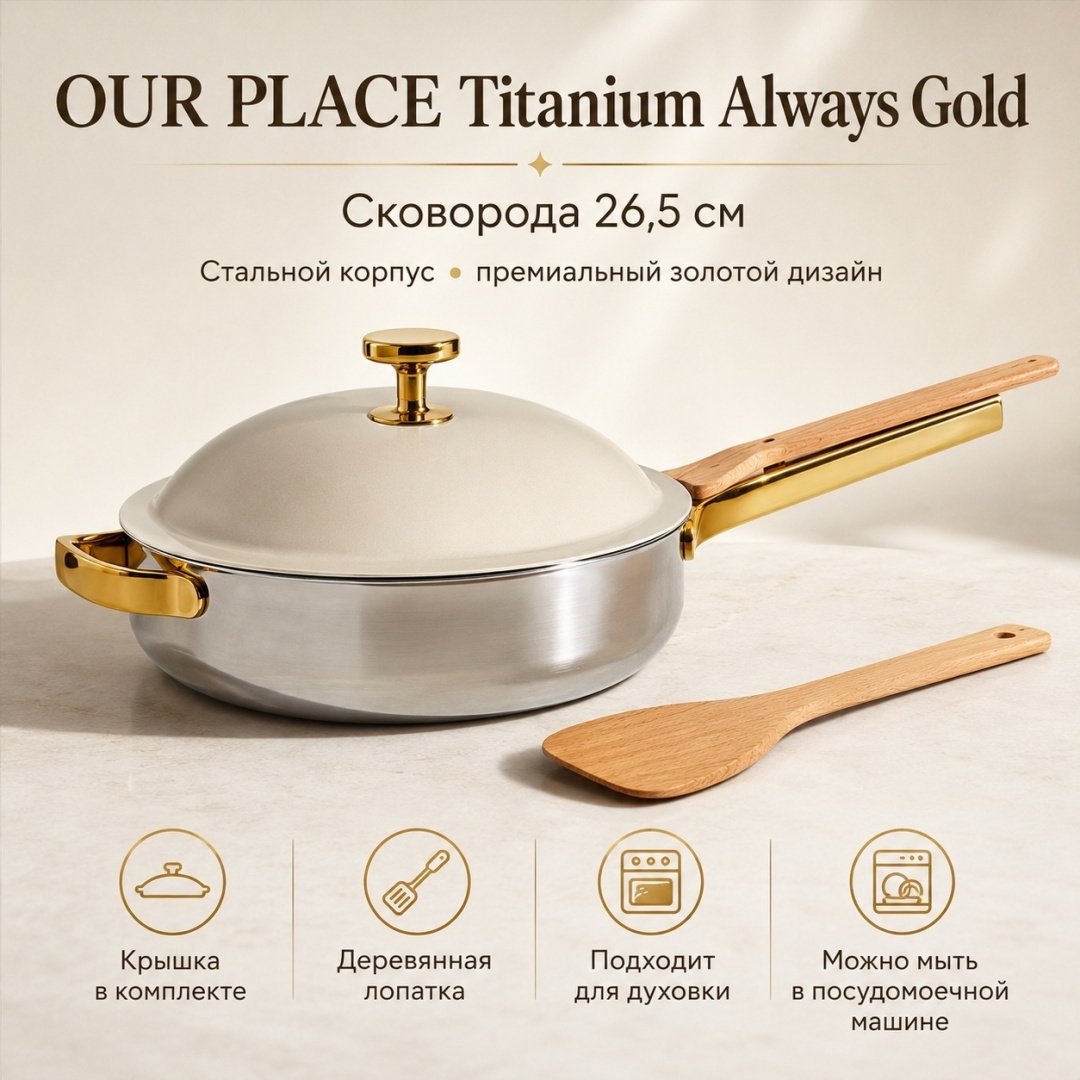 Сковорода OUR PLACE Titanium Always Gold 26.5 см , сталь купить,253000