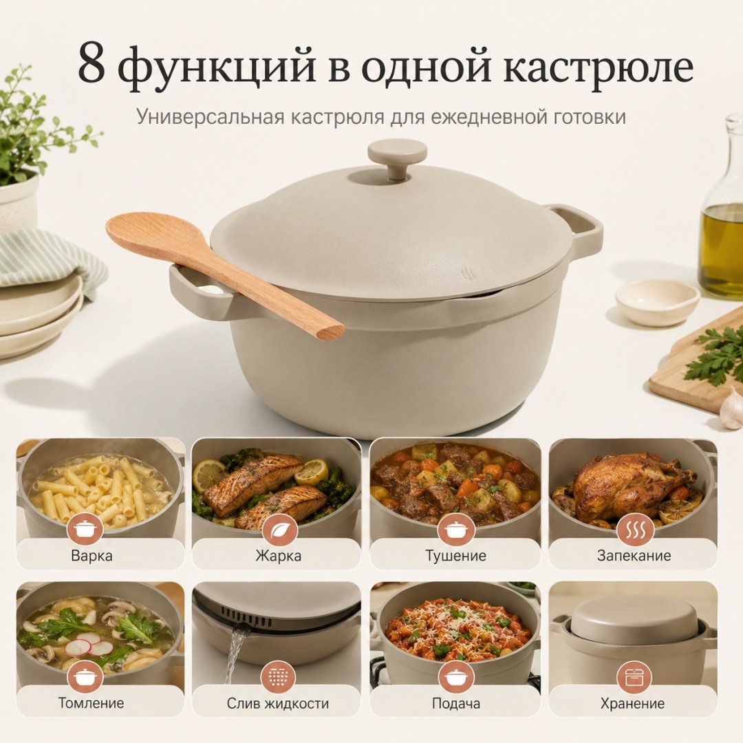 Кастрюля 5.2 л, OUR PLACE Perfect Pot Steam 26 см керамика