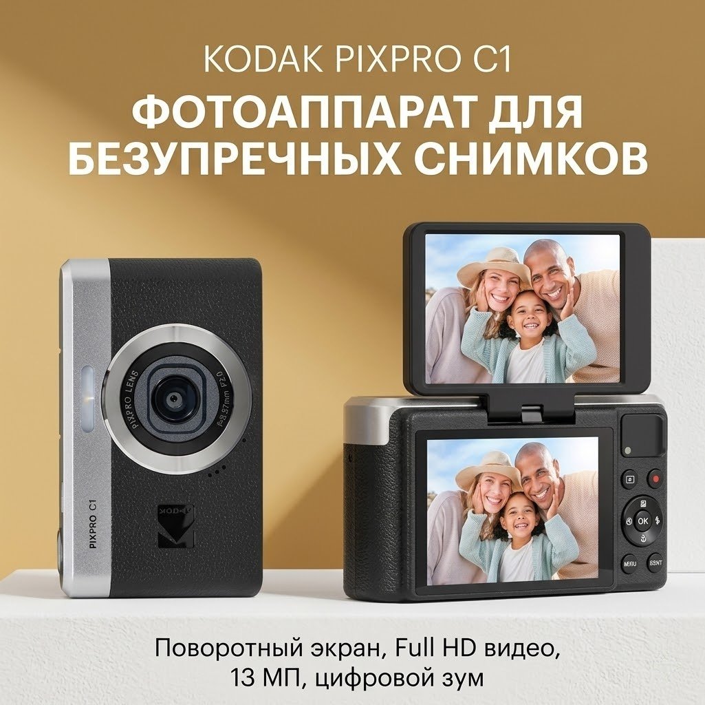 Фотокамера Kodak Pixpro C1 черный купить,NaN