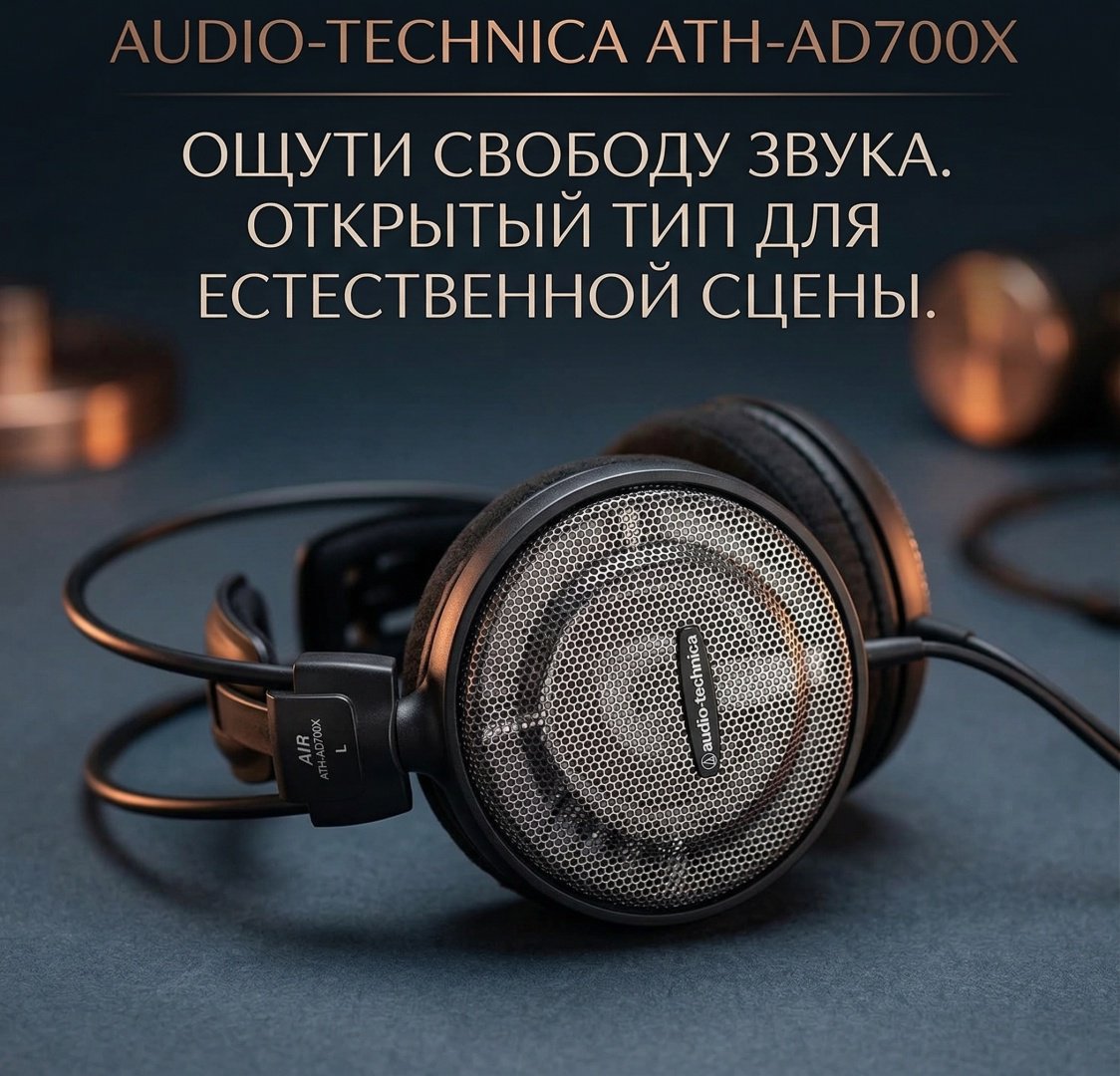 Наушники Audio-Technica ATH-AD700X черный купить,126500