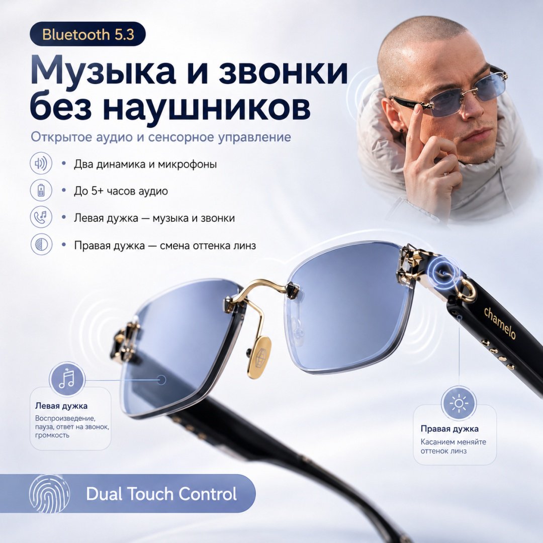 Смарт-очки Chamelo Aura Audio черный купить,NaN