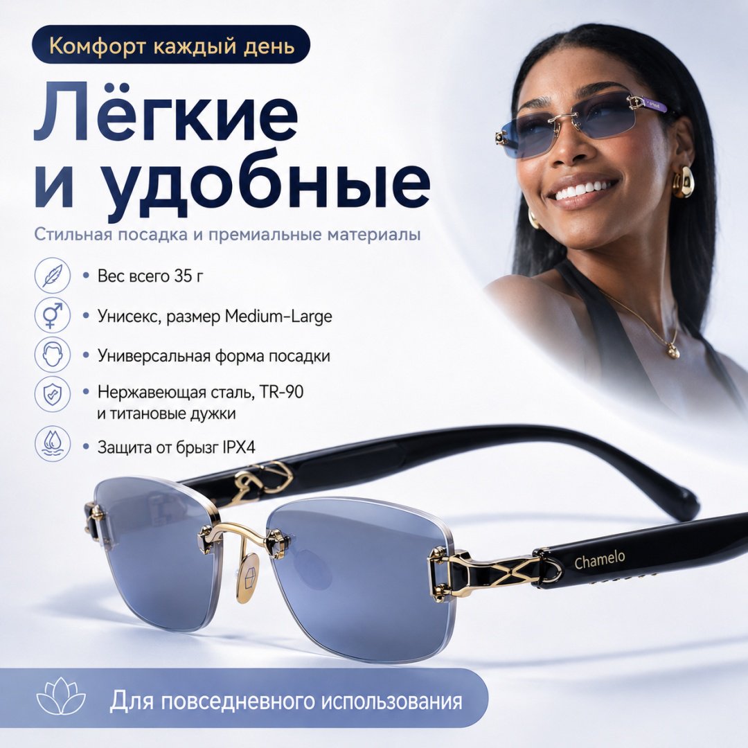Смарт-очки Chamelo Aura Audio черный купить,NaN