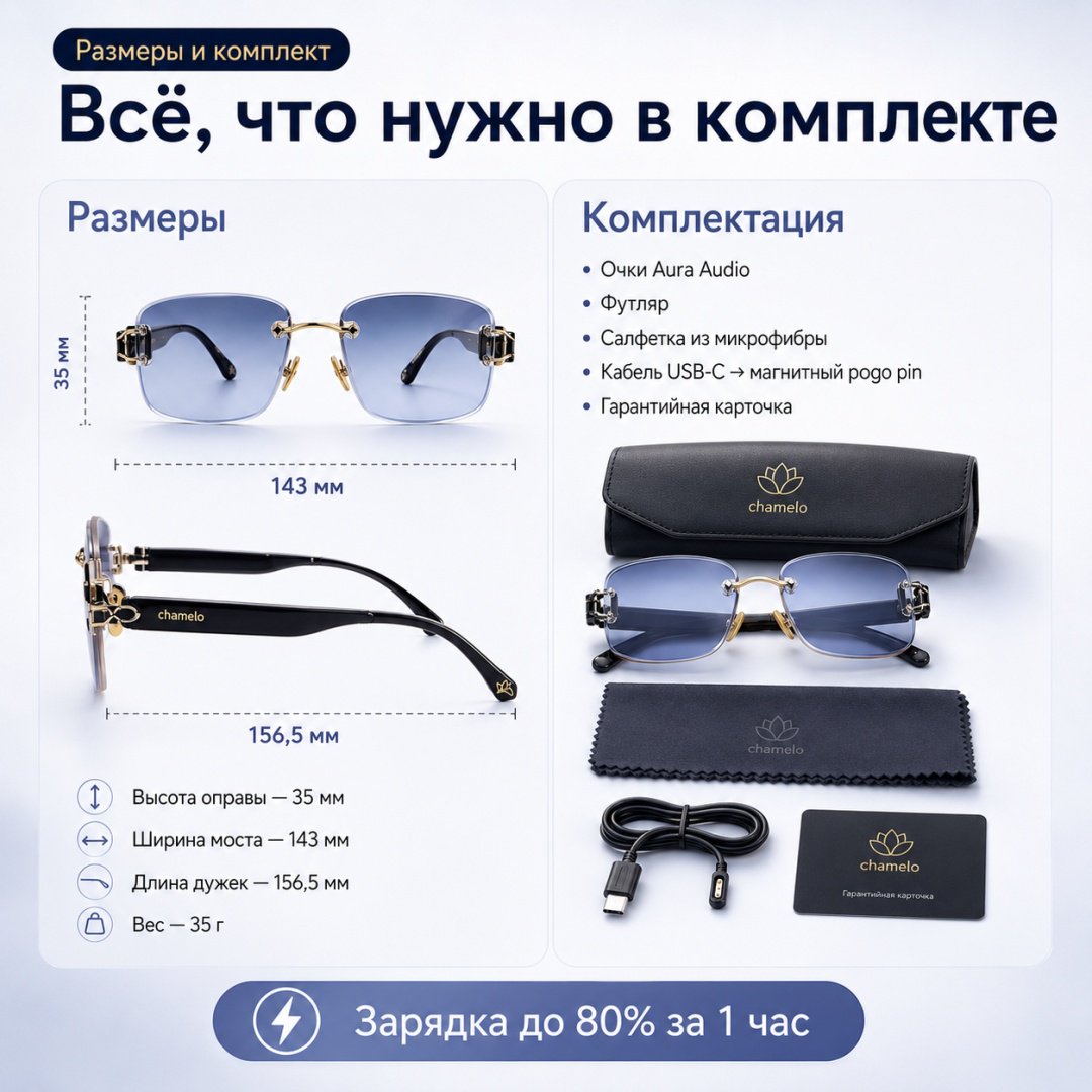 Смарт-очки Chamelo Aura Audio черный купить,NaN