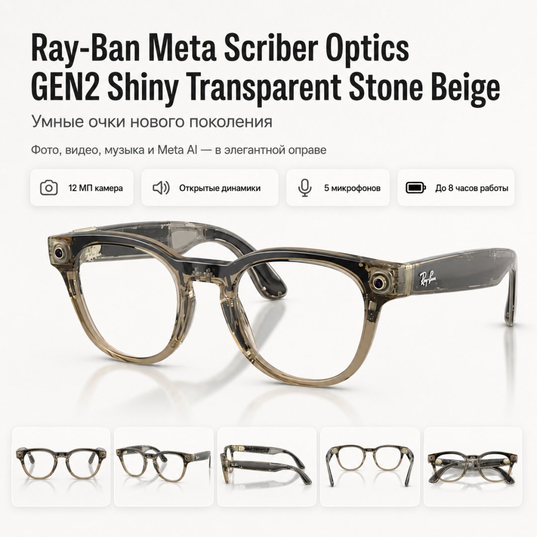 Смарт-очки Ray-Ban Meta Scriber Optics GEN2 бежевый купить,NaN