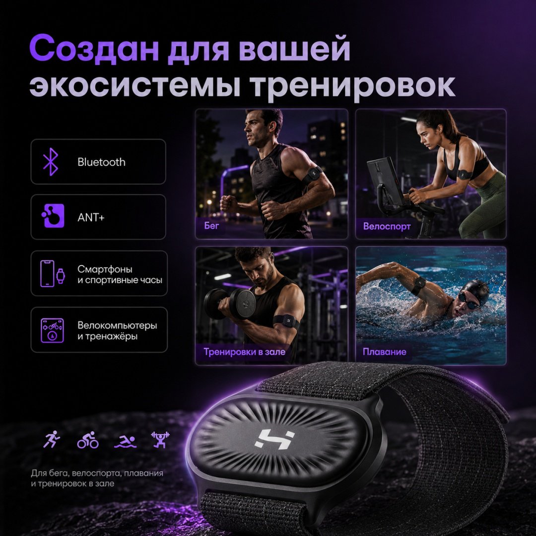 Пульсометр Holoswim HandPlus B2 Heart Rate Monitor черный