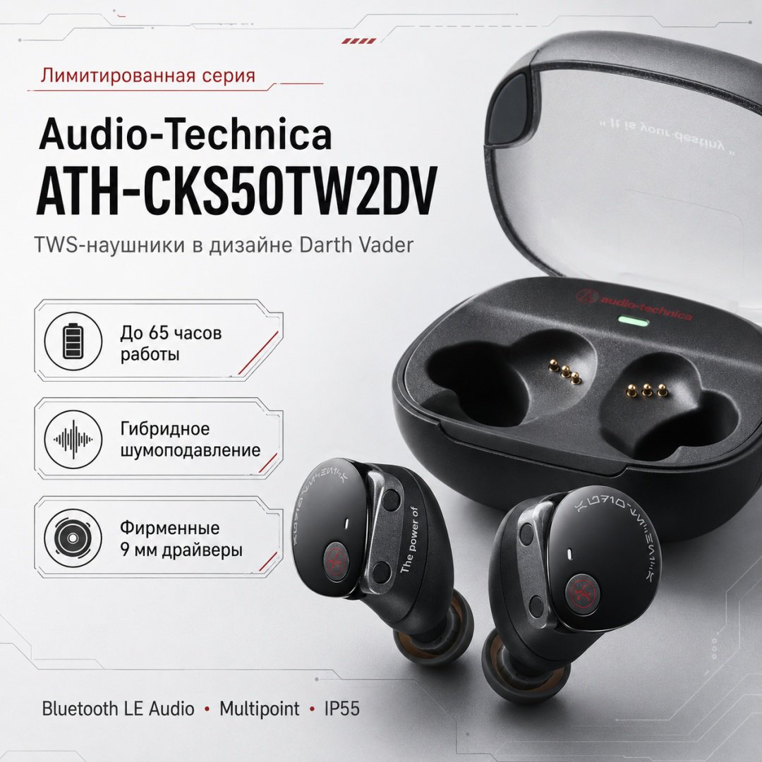 Наушники Audio-Technica ATH-CKS50TW2DV Limited-Edition Star Wars Darth Vader черный