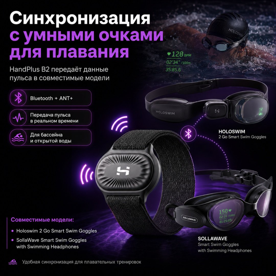 Пульсометр Holoswim HandPlus B2 Heart Rate Monitor черный