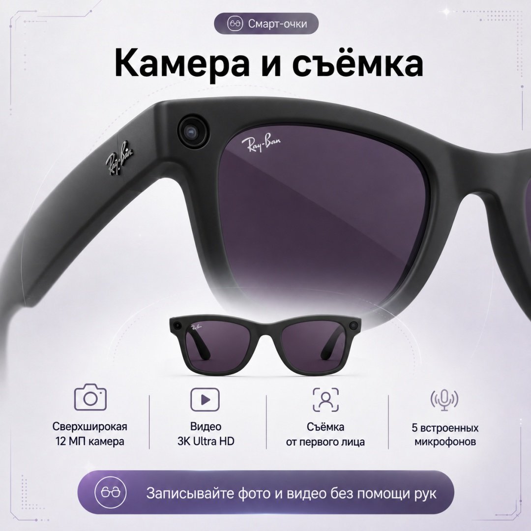 Смарт-очки Ray-Ban Wayfarer (Gen 2) черный купить,NaN