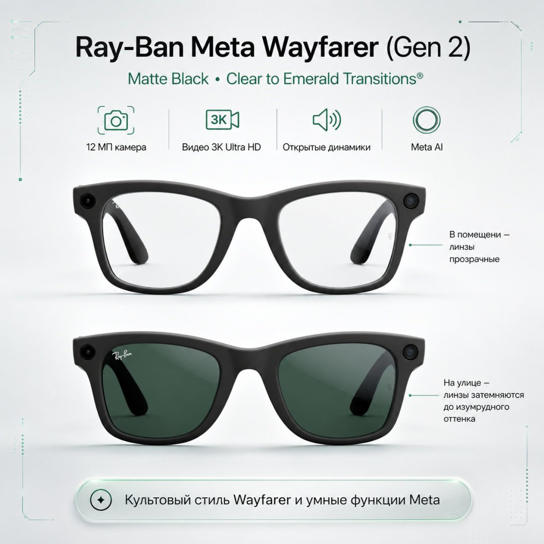 Смарт-очки Ray-Ban Wayfarer (Gen 2) черный купить,NaN