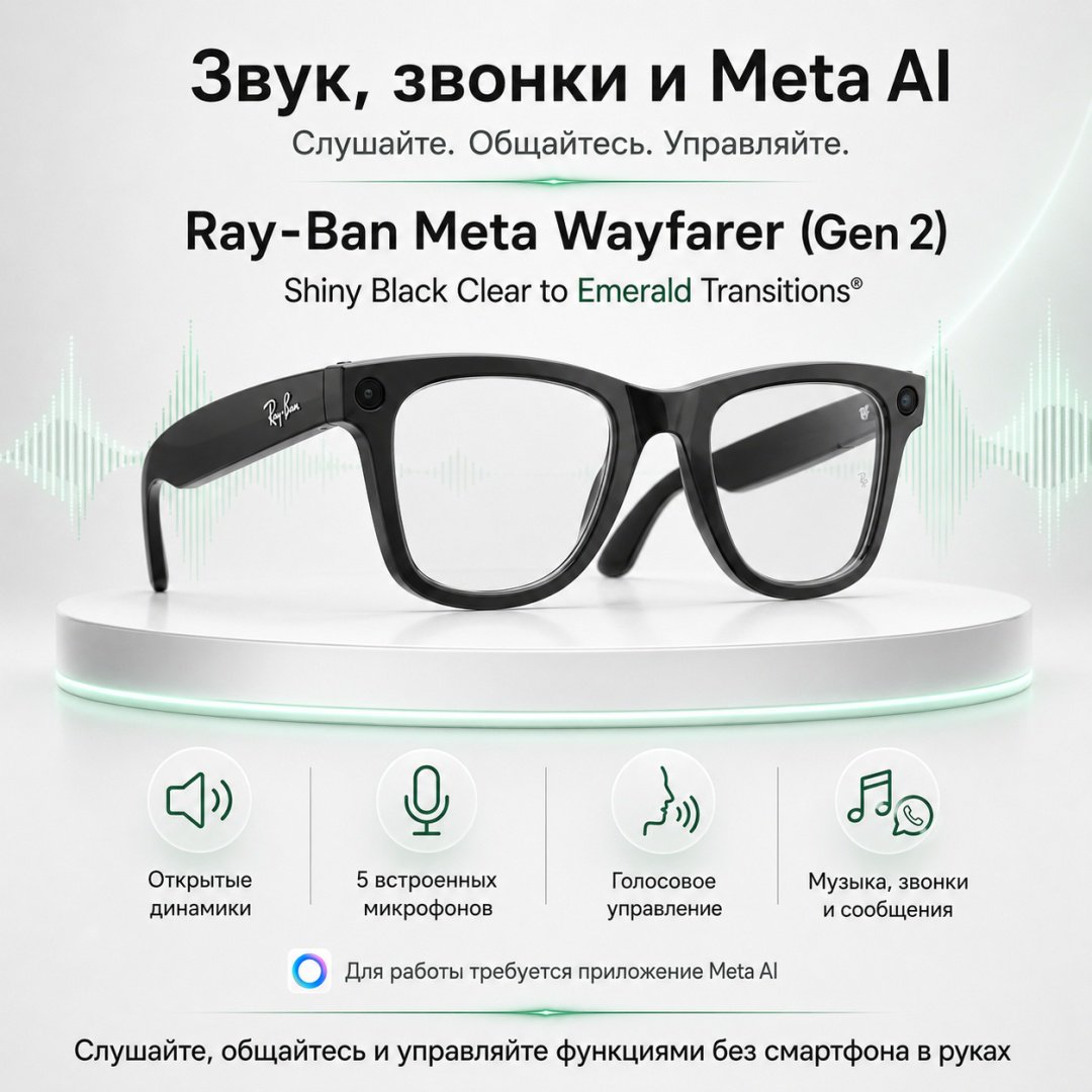 Смарт-очки Meta Wayfarer (Gen 2) черный купить,NaN