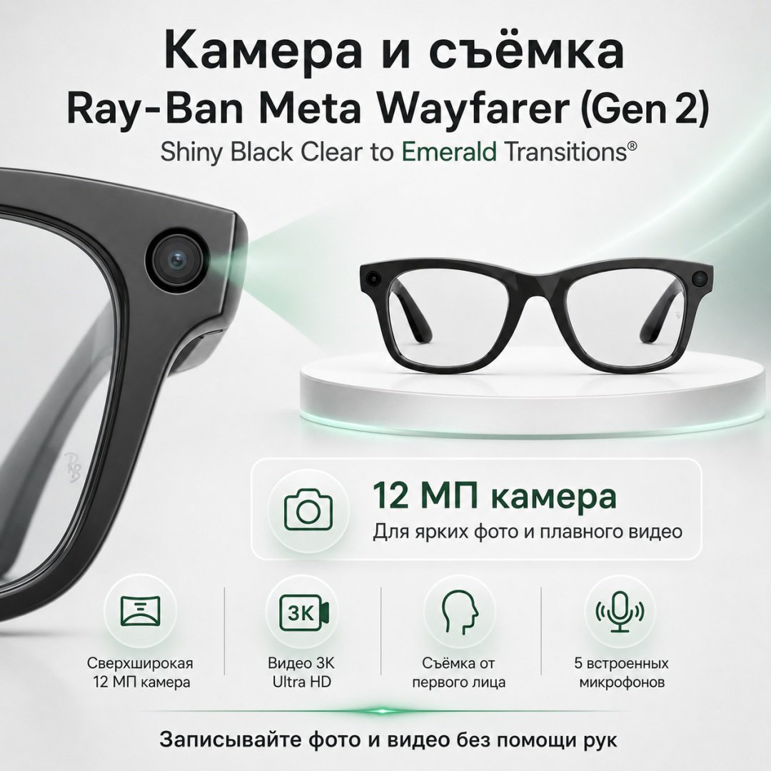 Смарт-очки Meta Wayfarer (Gen 2) черный купить,NaN