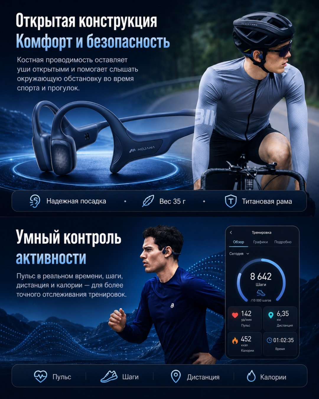 Наушники Mojawa HaptiFit Terra темно-синий купить,NaN
